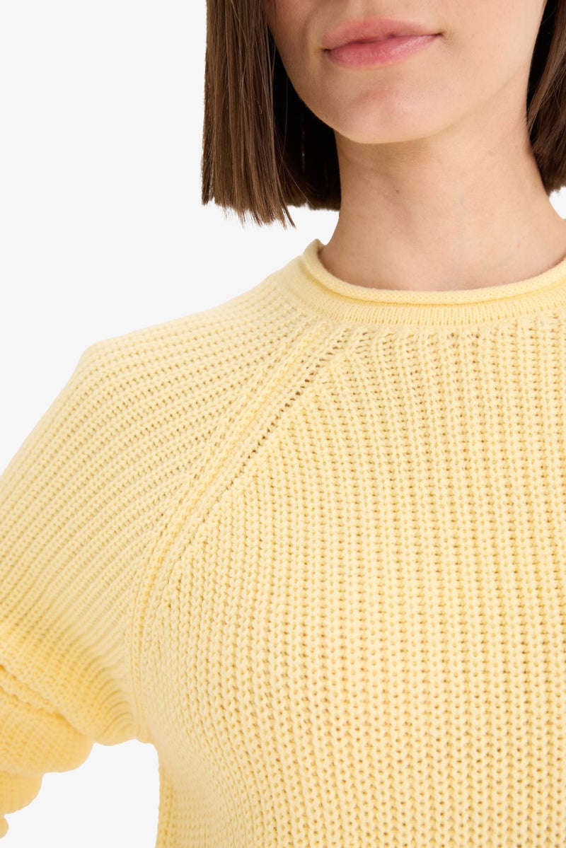 DeFacto Yellow Woman Regular Fit Crew Neck Basic Knit Pullover Casual - Image 5